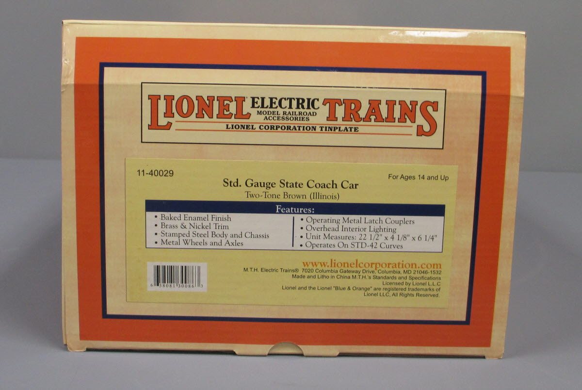 MTH 11-40029 Standard Gauge Illinois Two-Tone Brown State Coach Car