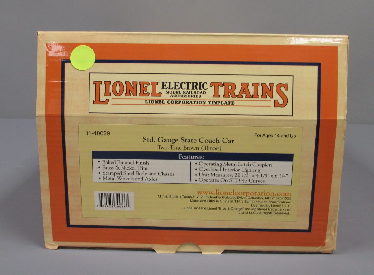 MTH 11-40029 Standard Gauge Illinois Two-Tone Brown State Coach Car