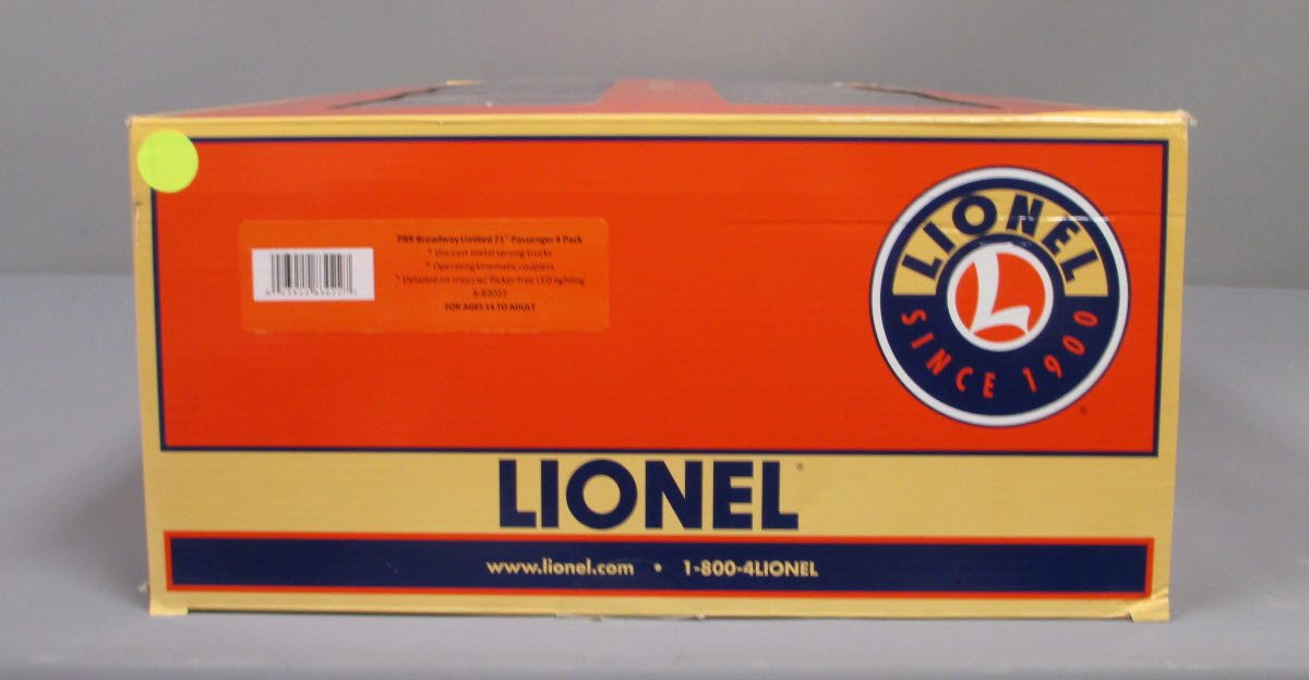 Lionel 6-83022 O Pennsylvania Broadway Limited 21" 4-Car Passenger Set