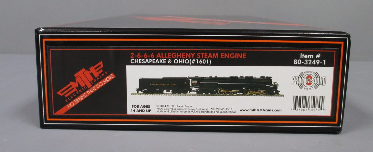 MTH 80-3249-1 HO C&O 2-6-6-6 Allegheny Steam Engine w/PS3 #1601