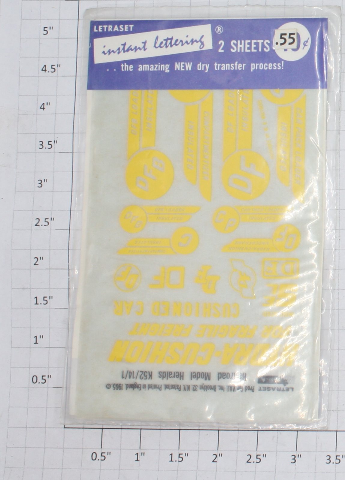 Acme K52/14/1 Letraset Loader Yellow Lettering Dry Transfer for HO