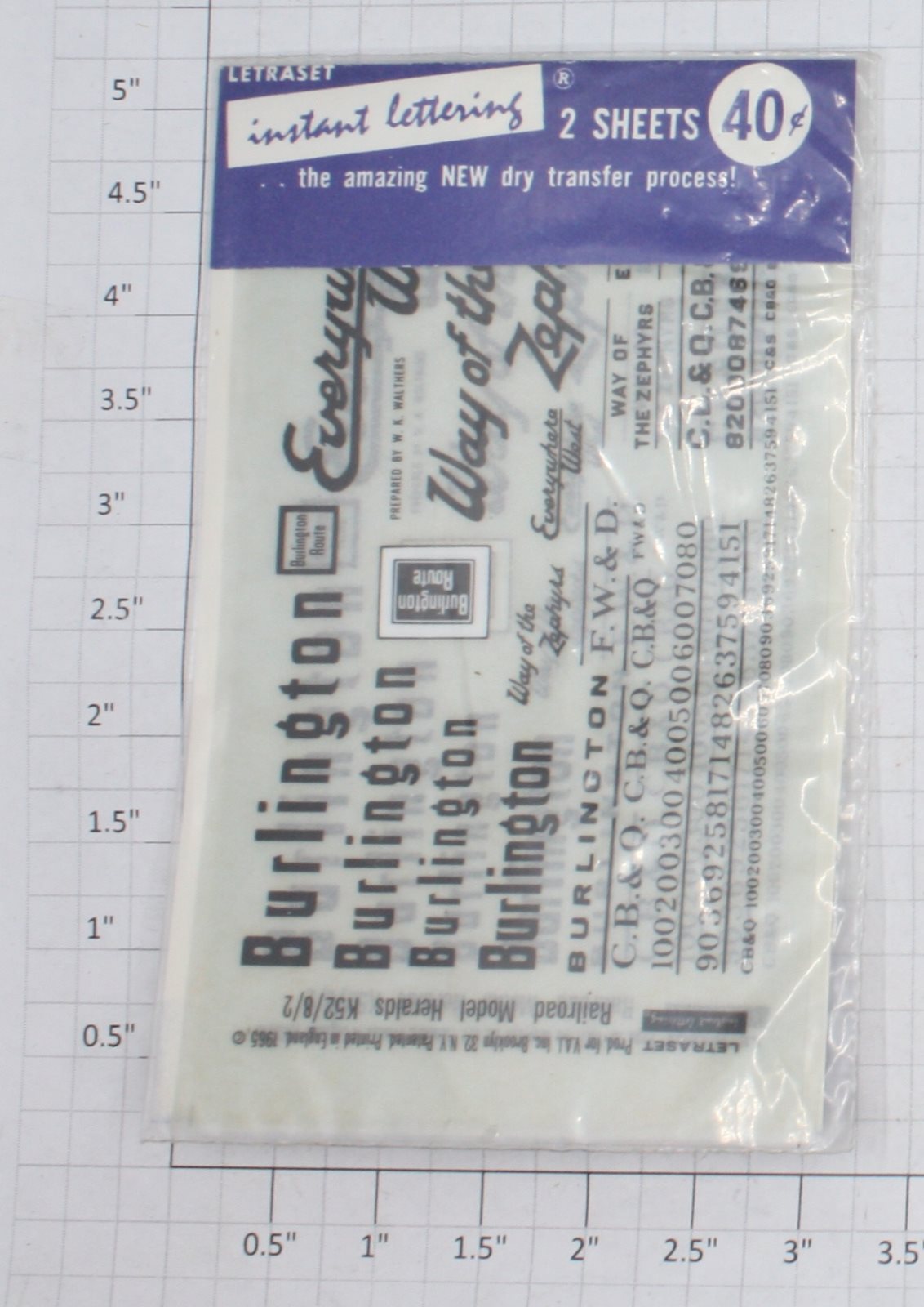 Acme K52/8/2 Letraset Burlington Black Lettering Dry Transfer for HO