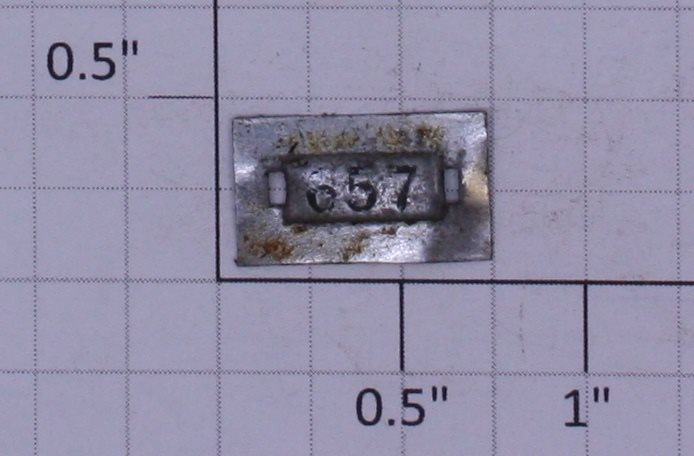 Lionel 657-1N  Nickel #657 Number Plate