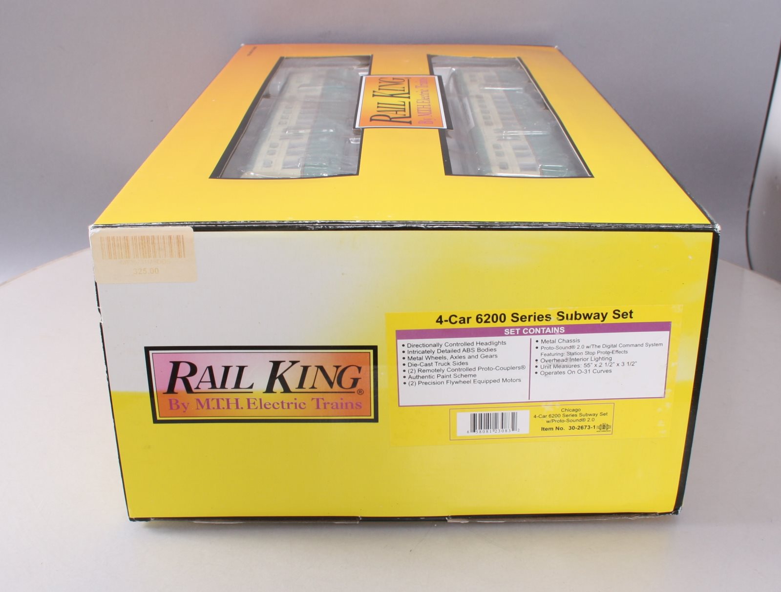 MTH 30-2673-1 O Gauge Chicago 6200 Series 4-Car Subway Set with Proto-Sound 2.0