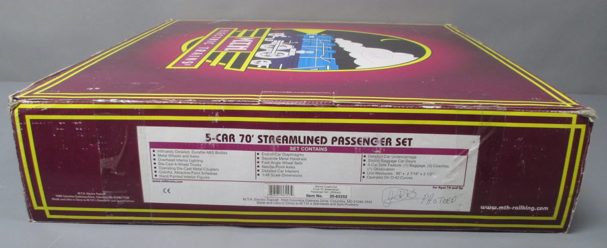 MTH 20-65252 O Atlantic Coast Line 70' Streamlined Passenger Car Set (Set of 5)