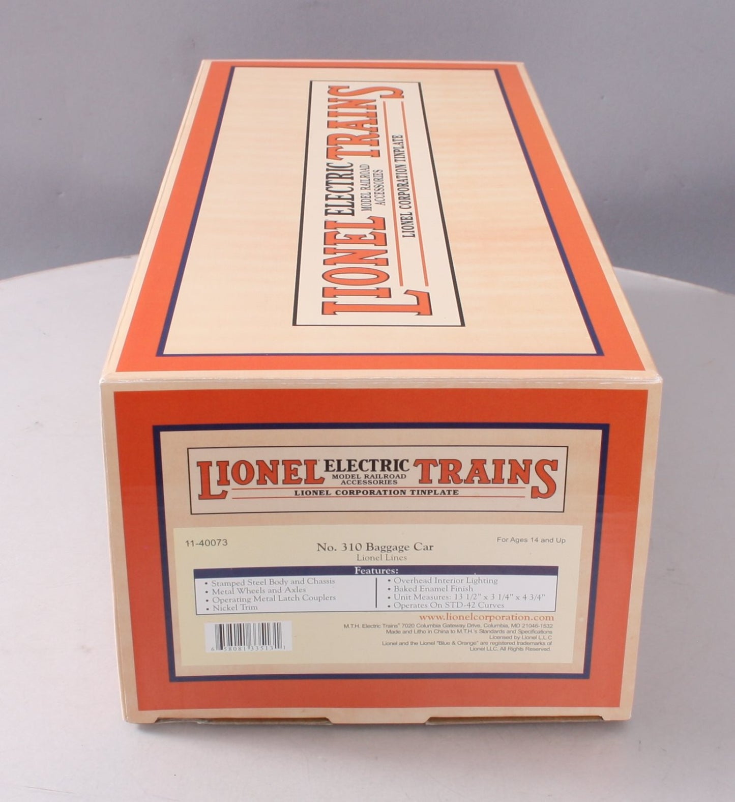 MTH 11-40073 Std. Lionel Corporation Tinplate Baggage Passenger Car #310