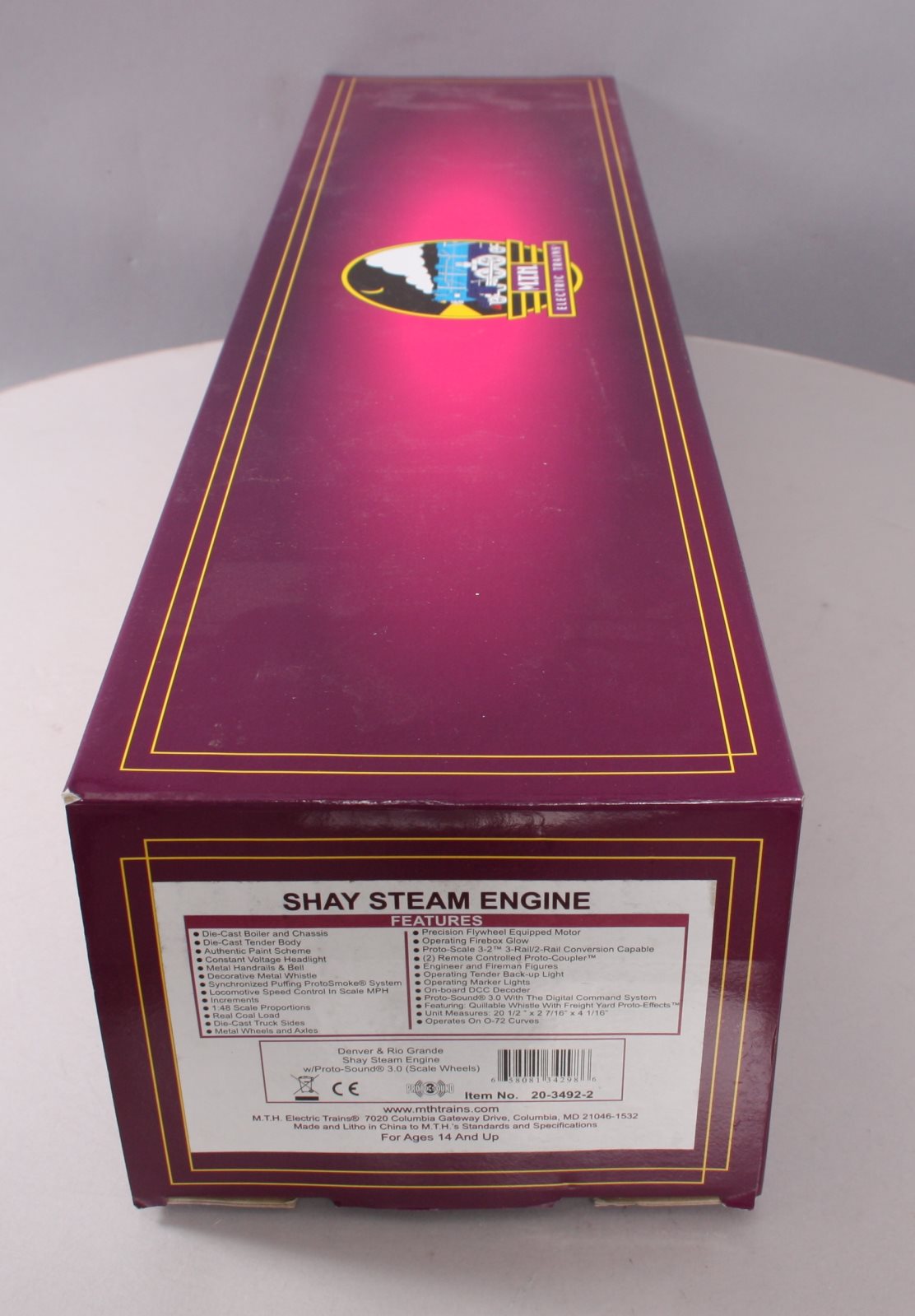 MTH 20-3492-2 O Scale D&RGW 3-Truck Shay Steam Locomotive w/PS3 [Scale Wheels]