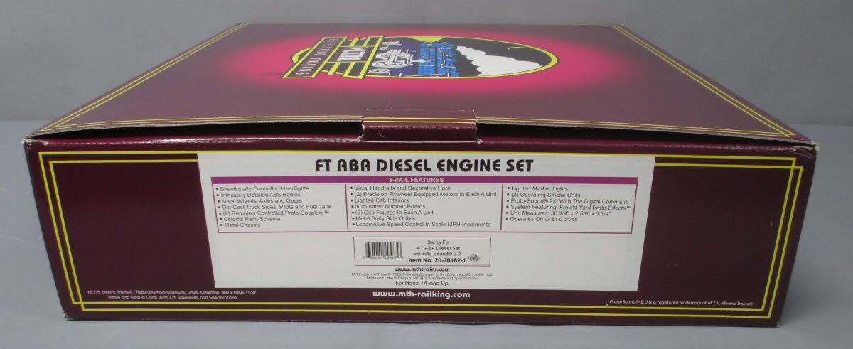 MTH 20-20162-1 Santa Fe FT ABA Diesel Locomotive #126/127/126B w/PS2