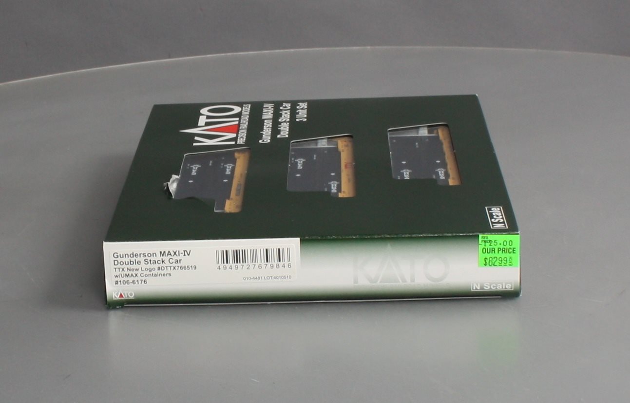 Kato 106-6176 N TTX Gunderson MAXI-IV Well 3-Car Set #766519 w/Containers