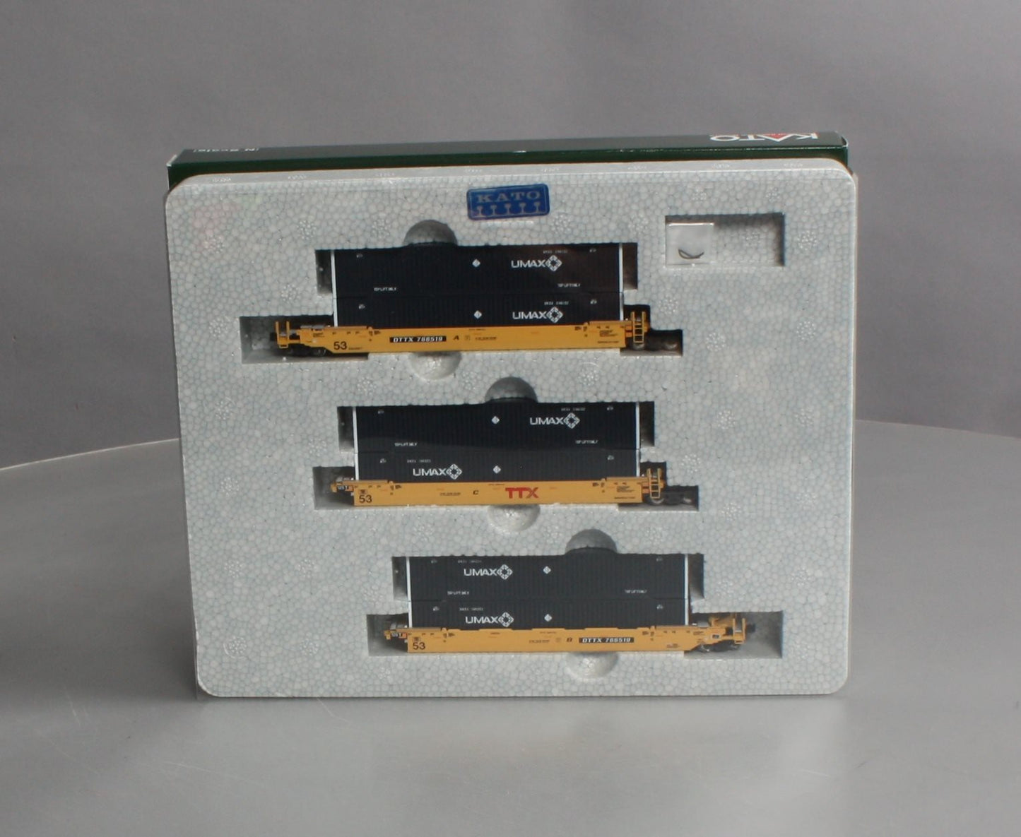 Kato 106-6176 N TTX Gunderson MAXI-IV Well 3-Car Set #766519 w/Containers