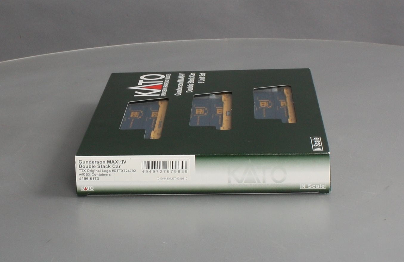 Kato 106-6175 N TTX Gunderson MAXI-IV Well 3-Car Set #724792 w/CSX Containers