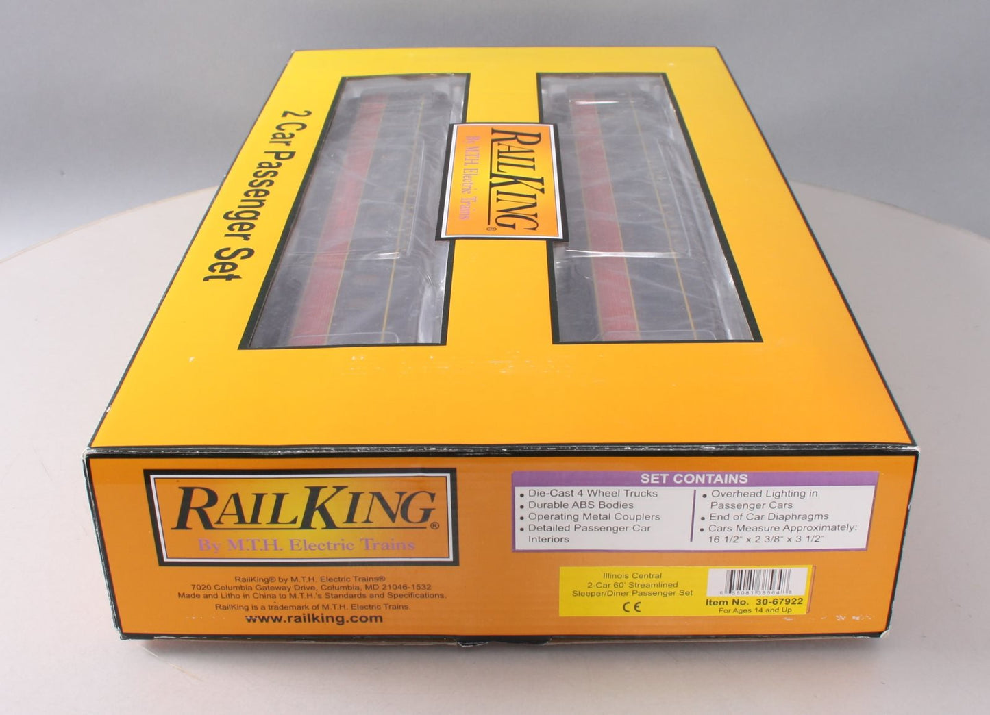 MTH 30-67922 O Illinois Central RailKing 2-Car 60' Streamlined Sleeper/Diner