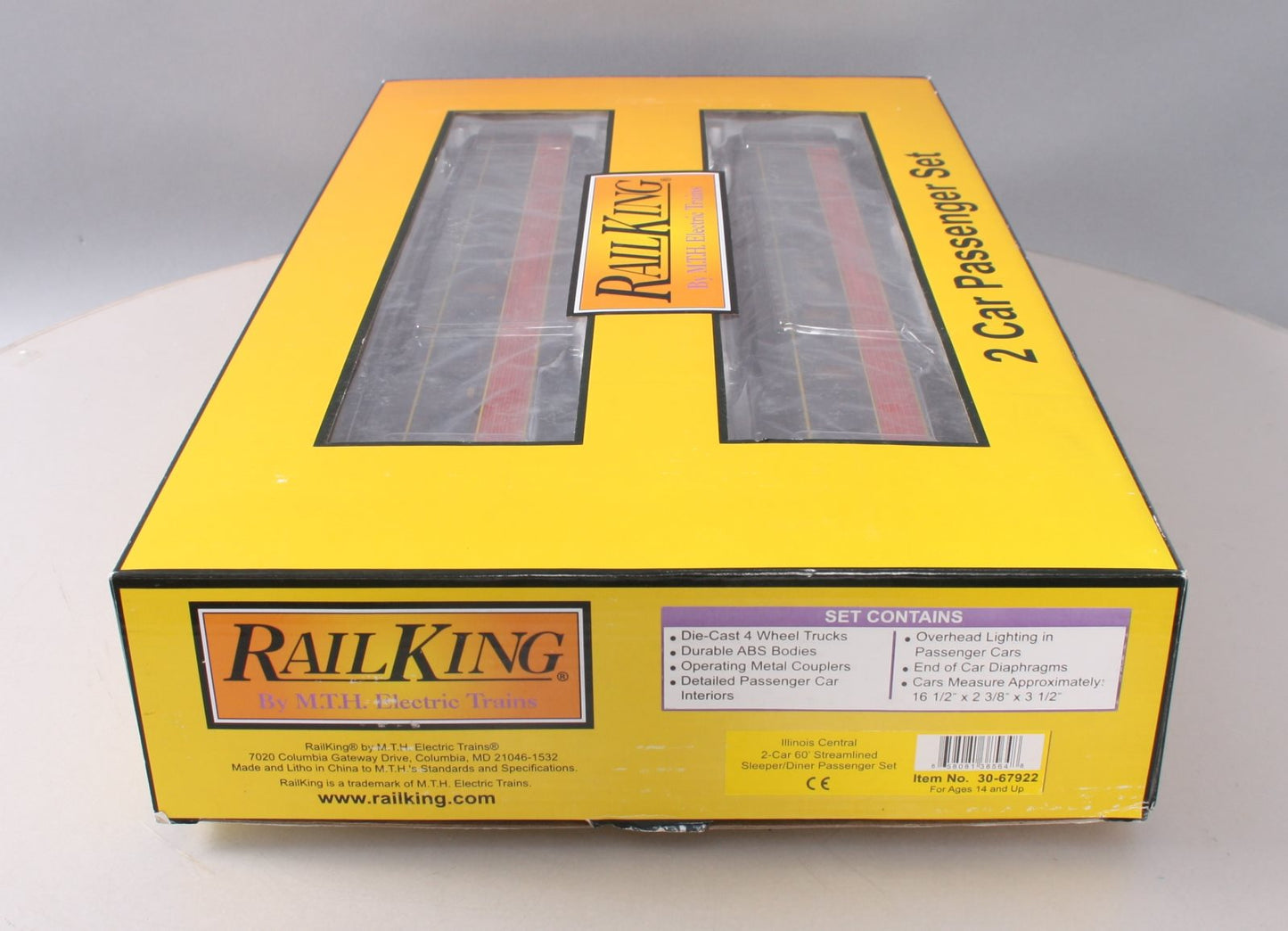 MTH 30-67922 O Illinois Central RailKing 2-Car 60' Streamlined Sleeper/Diner