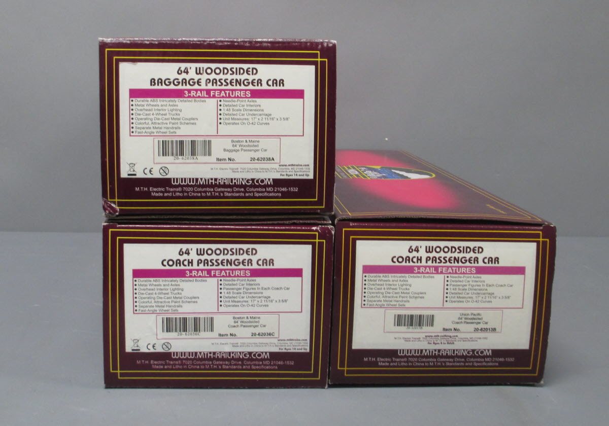 MTH 20-62036 O Boston & Maine 64' Woodsided Passenger Car Set (Set of 3)