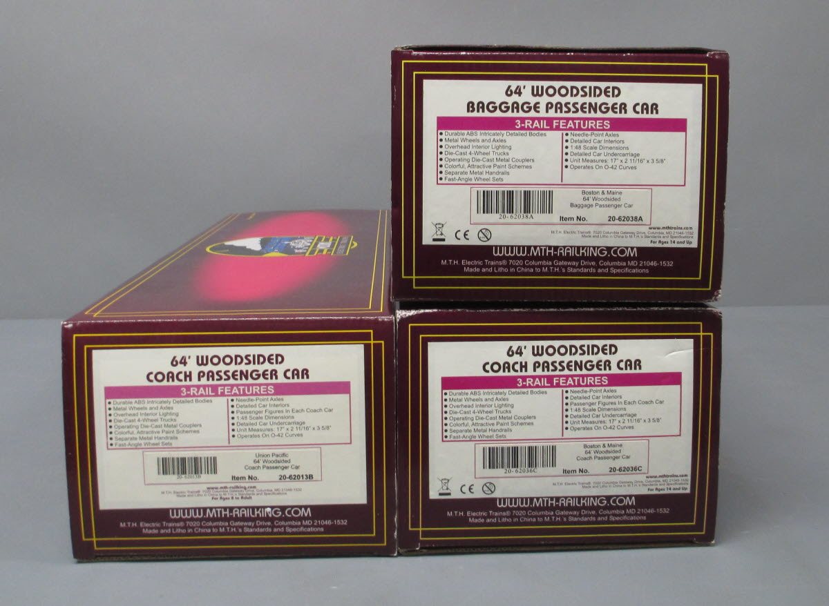 MTH 20-62036 O Boston & Maine 64' Woodsided Passenger Car Set (Set of 3)