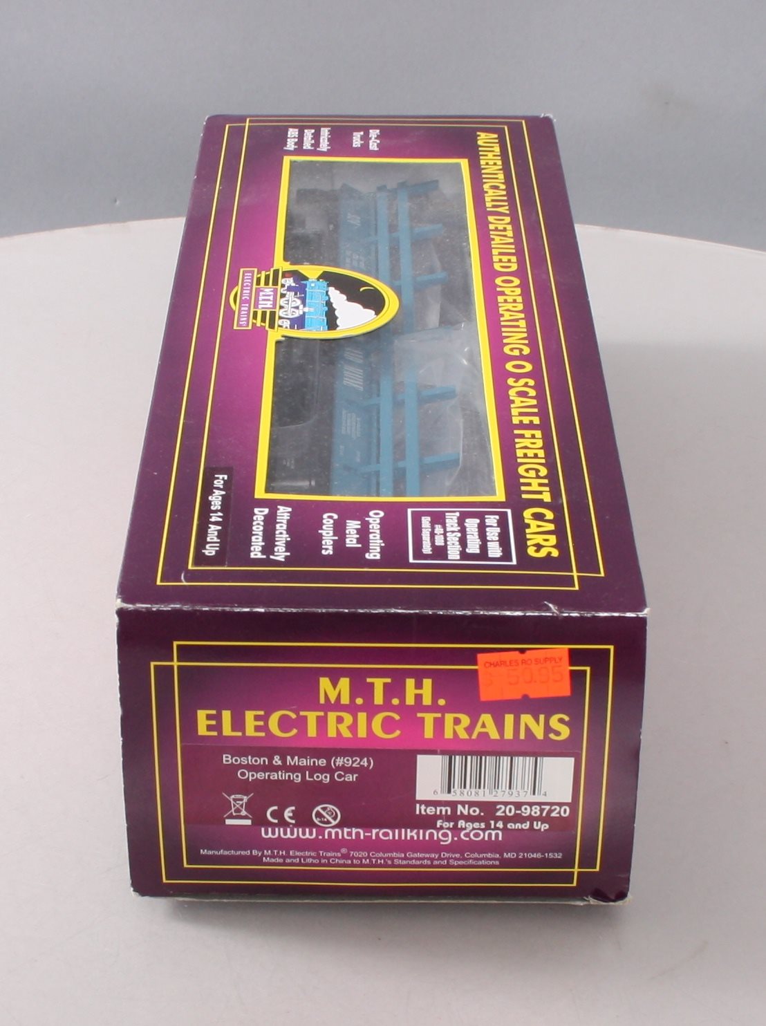 MTH 20-98720 O Gauge Boston & Maine Operating Log Car #924