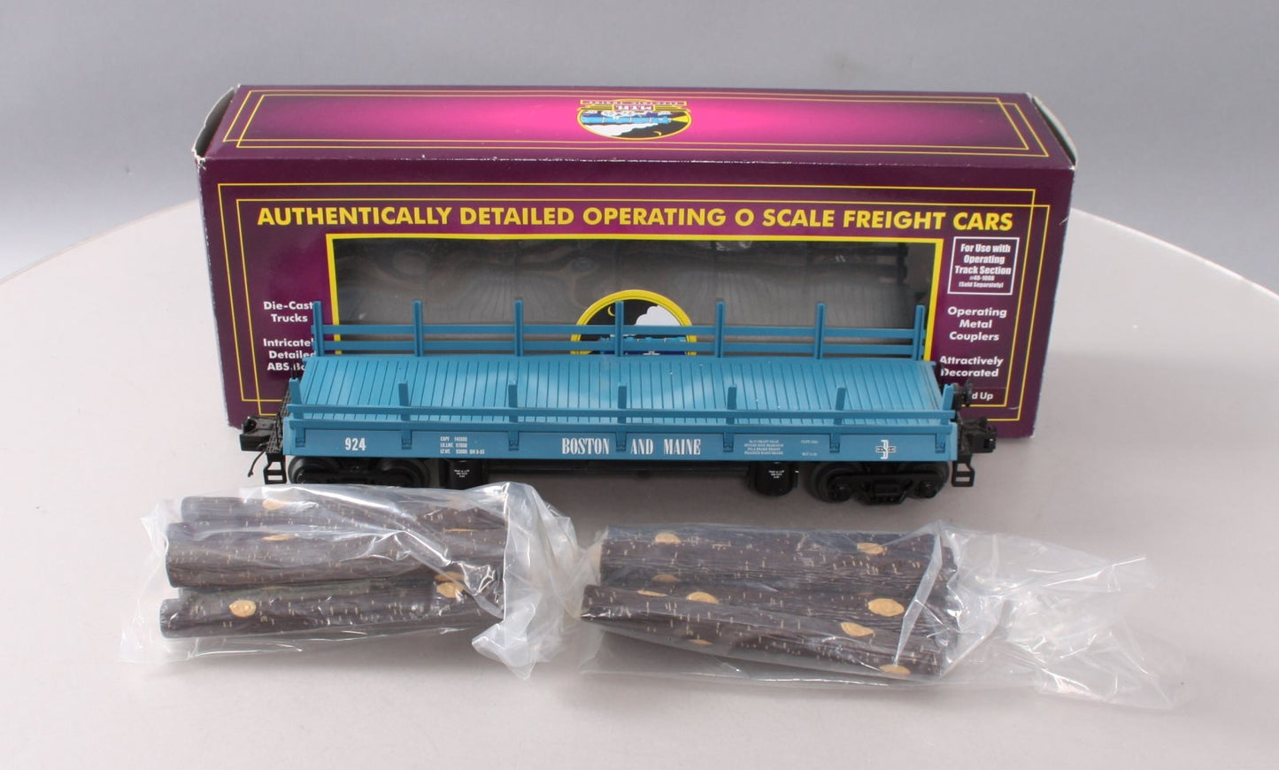 MTH 20-98720 O Gauge Boston & Maine Operating Log Car #924