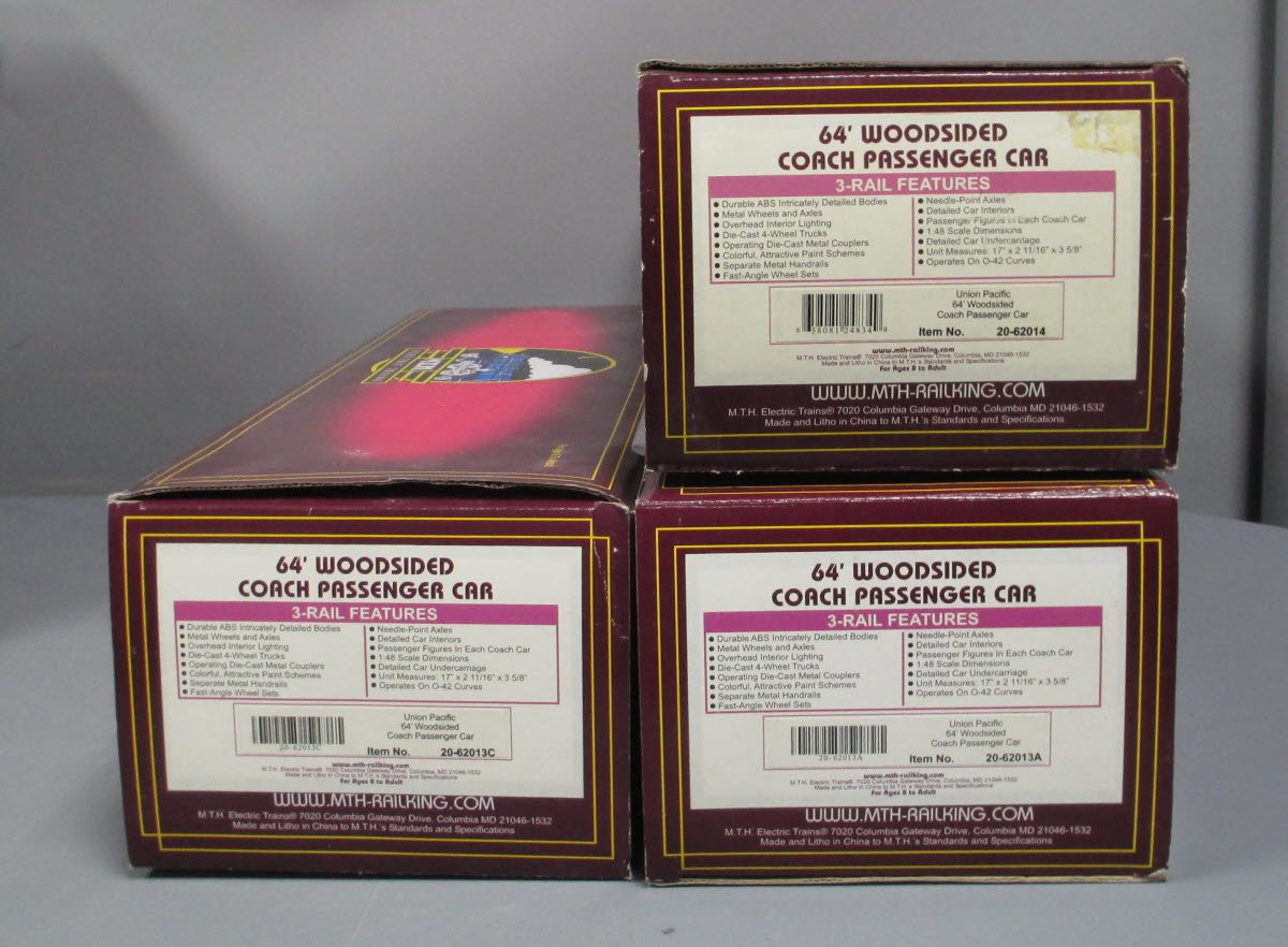 MTH 20-62013 O Union Pacific 64' Woodsided Passenger Cars (Set of 3)