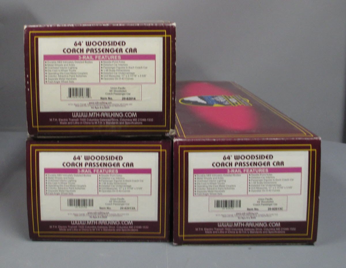 MTH 20-62013 O Union Pacific 64' Woodsided Passenger Cars (Set of 3)