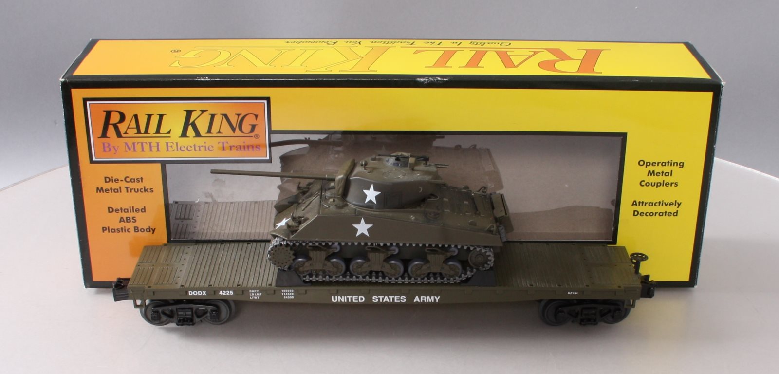 MTH 30-76711 O U.S. Army Flat Car with (1) Sherman Tank MTH 30-76711 O U.S. Army Flat Car with (1) Sherman Tank