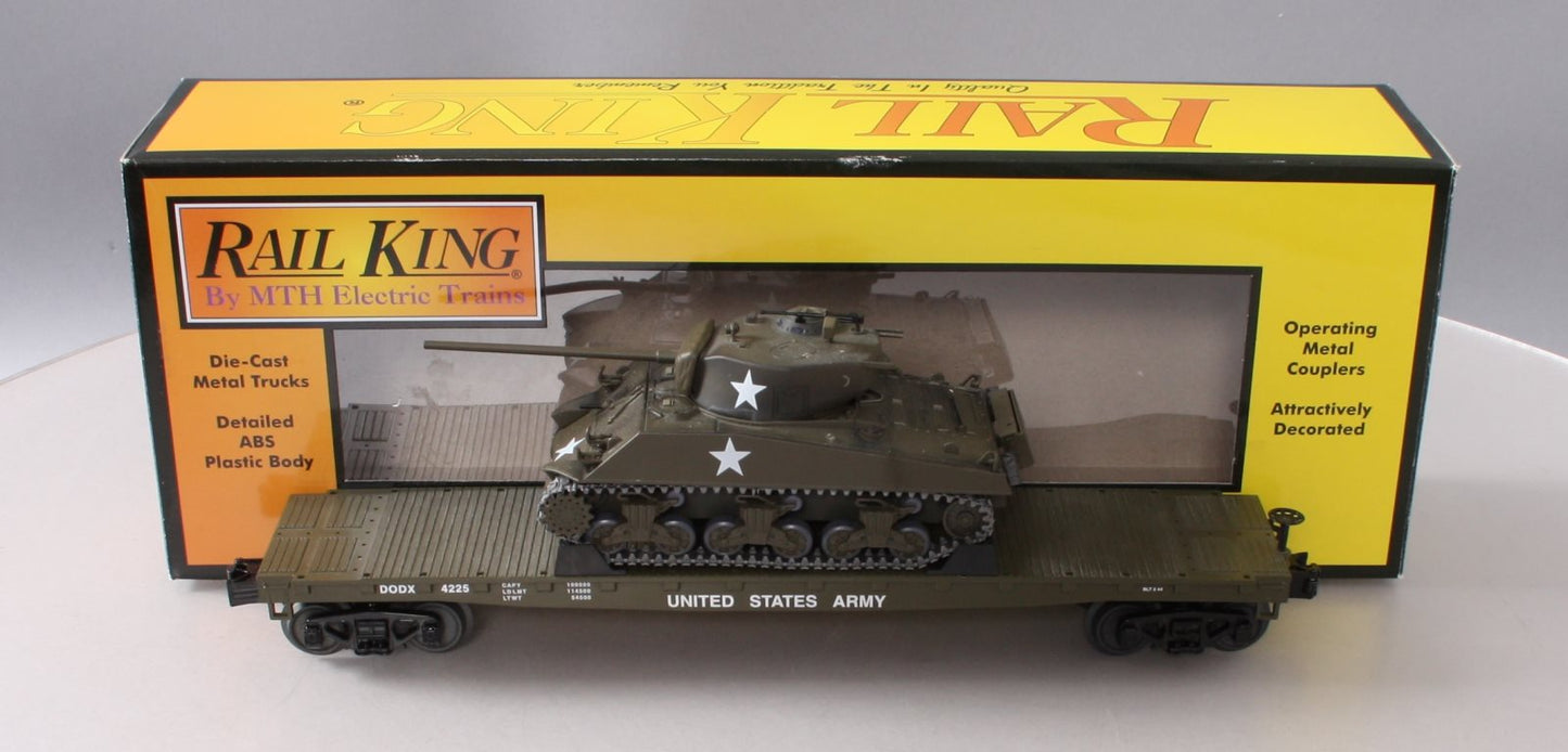 MTH 30-76711 O U.S. Army Flat Car with (1) Sherman Tank #4225