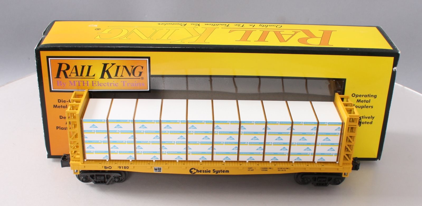 MTH 30-76487 O Chessie Bulkhead Flat w/Lumber Load