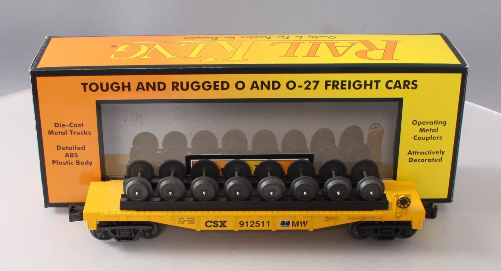 MTH 30-76574 O Gauge CSX Flatcar #912511 with Wheel Set Load
