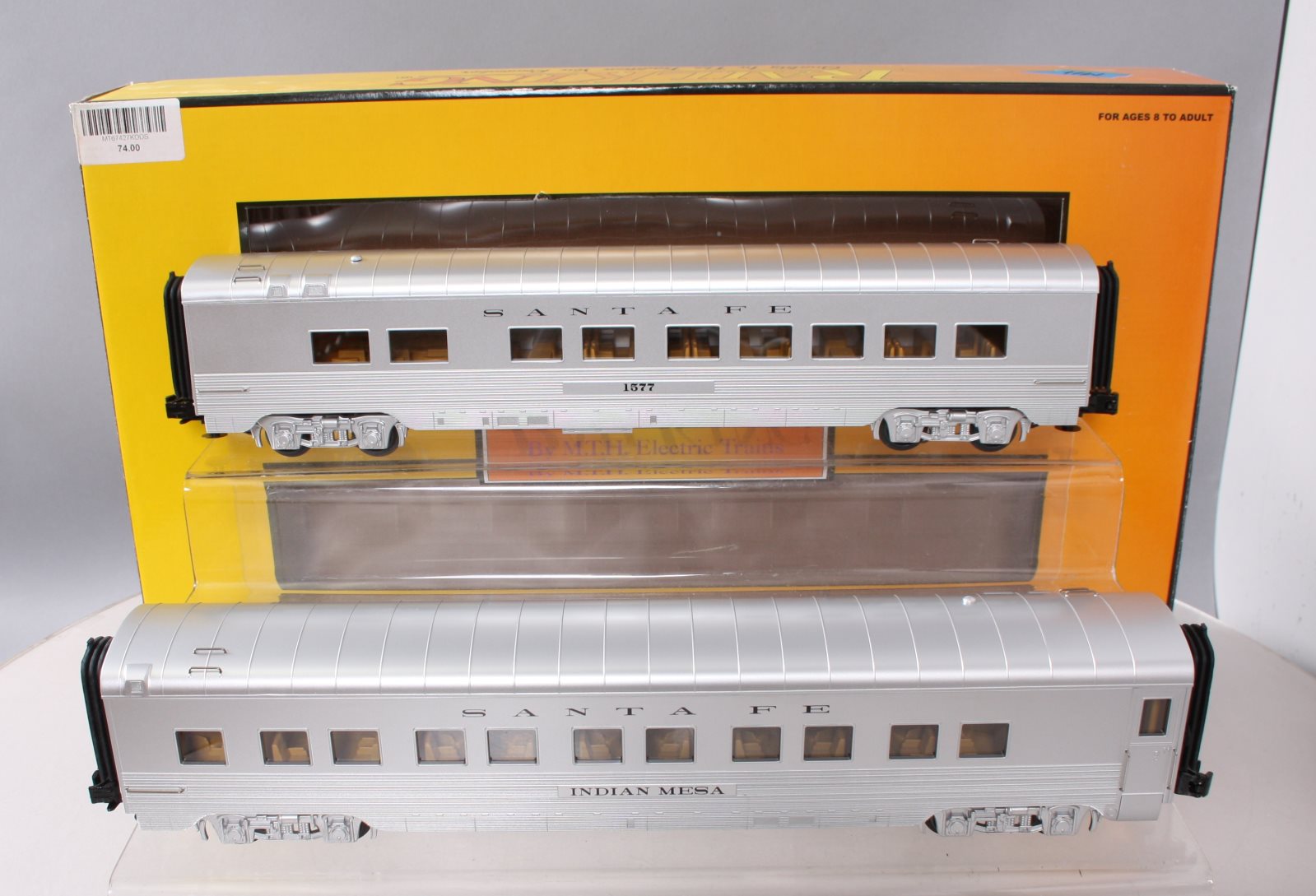 MTH 30-67427 O Gauge Santa Fe 60’ Streamlined ABS Sleeper/Diner Car Set