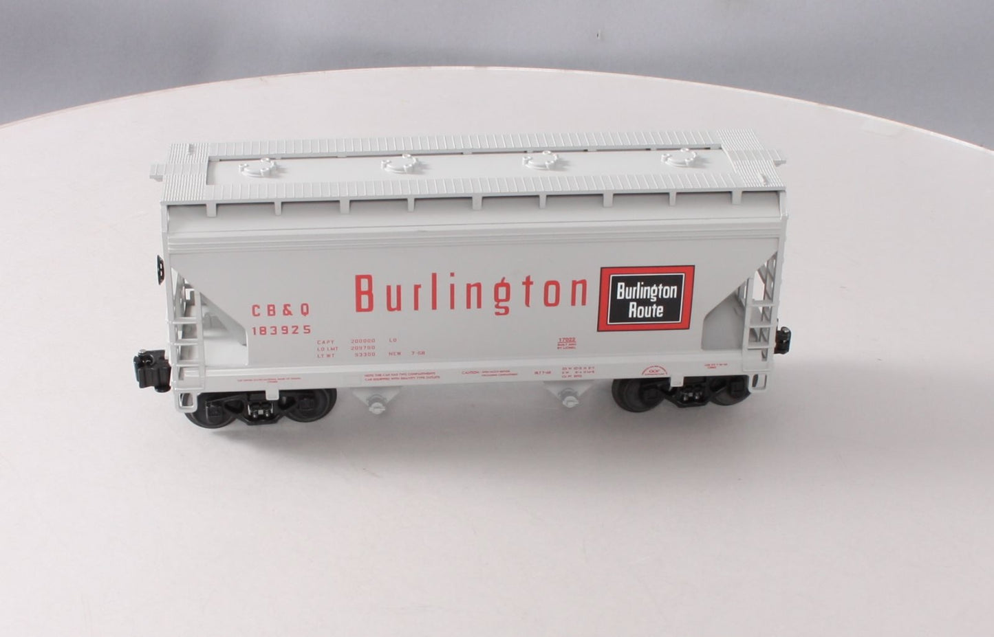 Lionel 6-17022 O Burlington Two-Bay ACF Hopper Car #183925