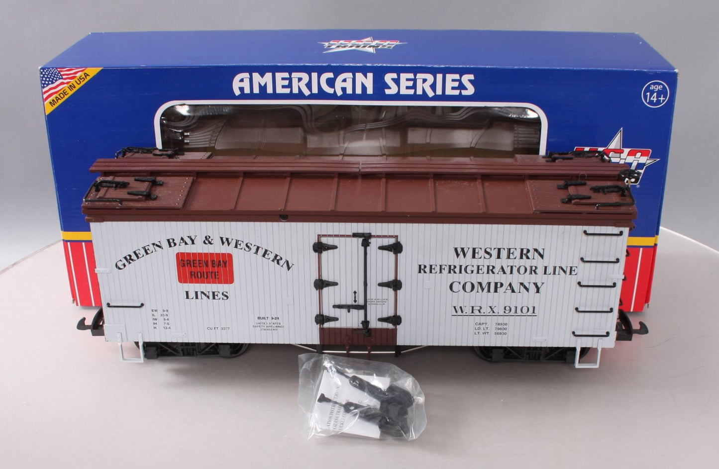 USA Trains R16493B G Green Bay & Western U.S. Refrigerator Cars #9101