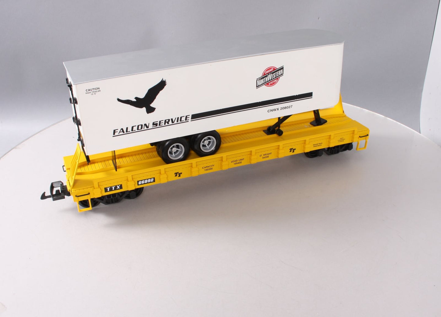 USA Trains R17041 G C&NW Falcon Service Piggyback Flatcar with Trailer