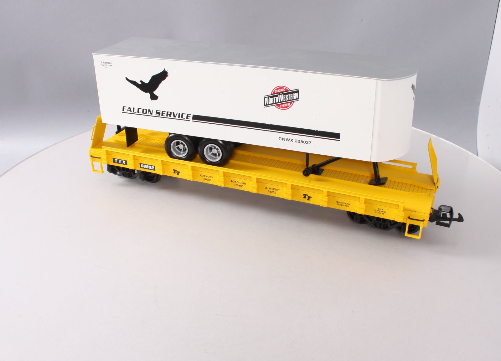 USA Trains R17041 G C&NW Falcon Service Piggyback Flatcar with Trailer