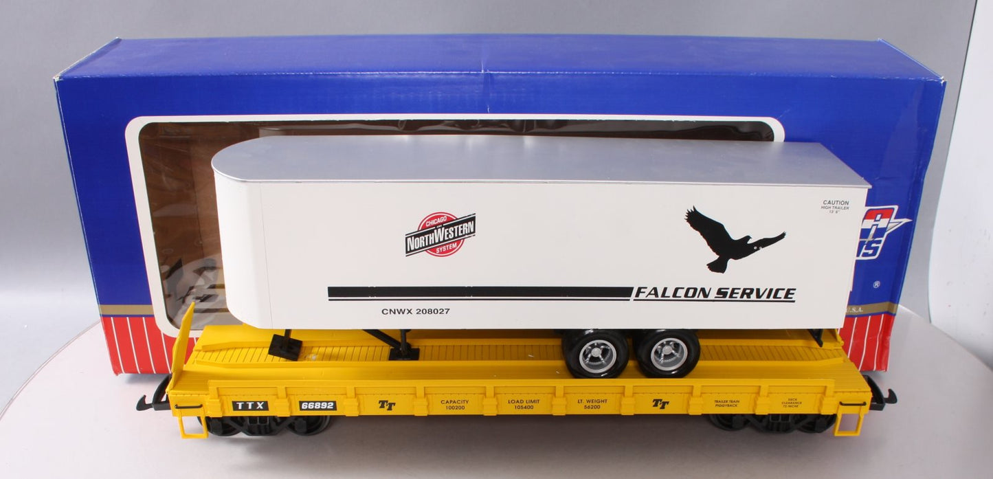 USA Trains R17041 G C&NW Falcon Service Piggyback Flatcar with Trailer
