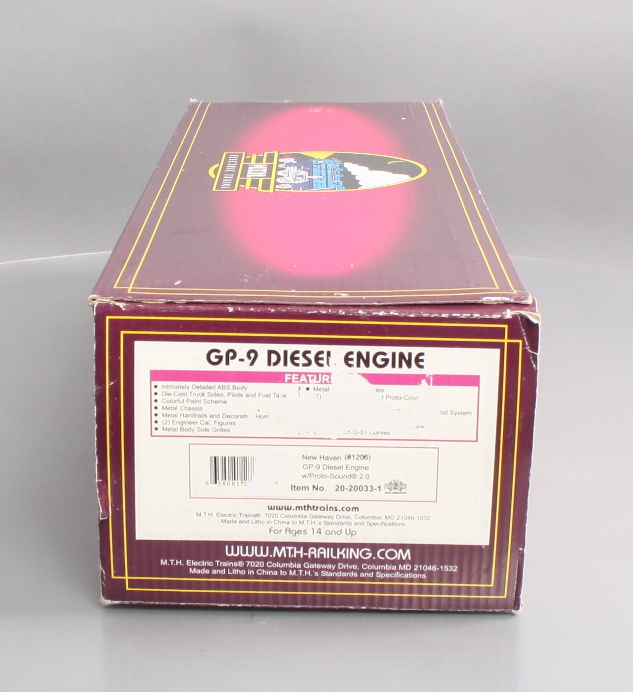 MTH 20-20033-1 O Gauge New Haven GP-9 Diesel Engine #1206 w/PS2