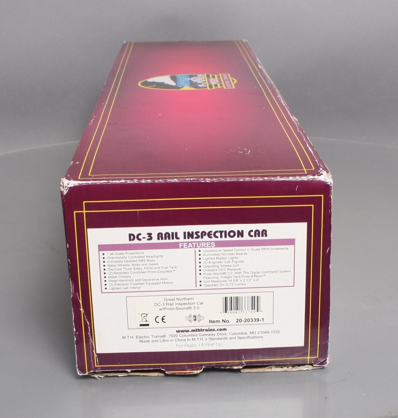 MTH 20-20339-1 Great Northern DC-3 Rail Inspection Car w/Proto-Sound 3.0 #GN 102