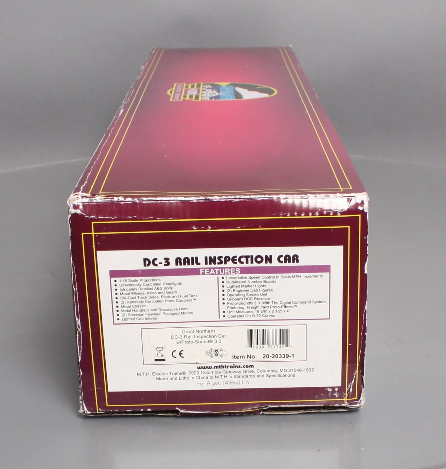 MTH 20-20339-1 Great Northern DC-3 Rail Inspection Car w/Proto-Sound 3.0 #GN 102