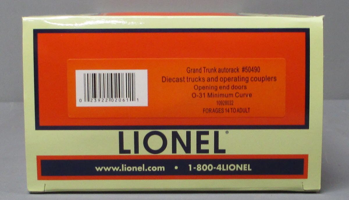 Lionel 1928032 O Grand Trunk Autorack #50490