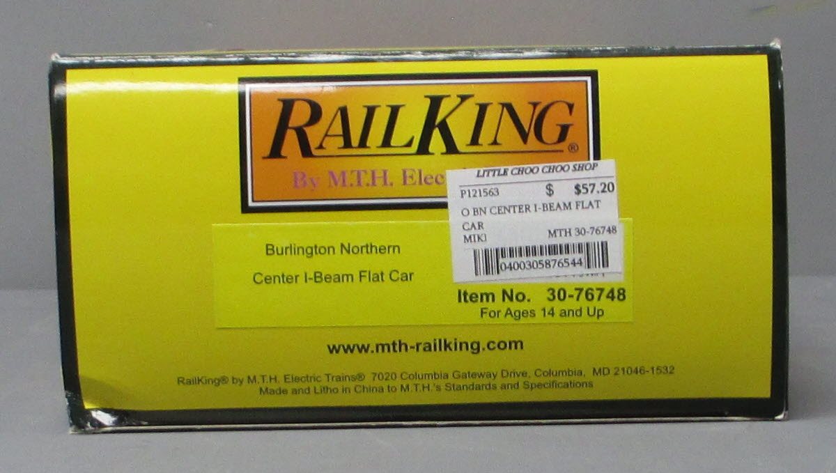 MTH 30-76748 O-27 Burlington Northern Center I-Beam Flat Car #624250