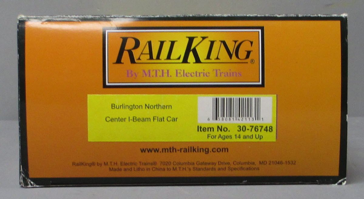 MTH 30-76748 O-27 Burlington Northern Center I-Beam Flat Car #624250