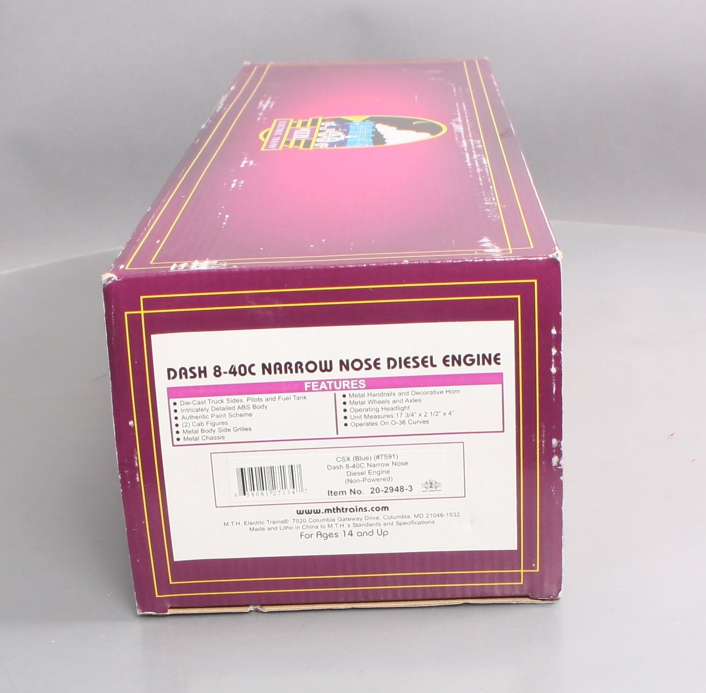 MTH 20-2948-3 CSX Dash-8 Narrow Nose Non-Powered Diesel Engine #7591