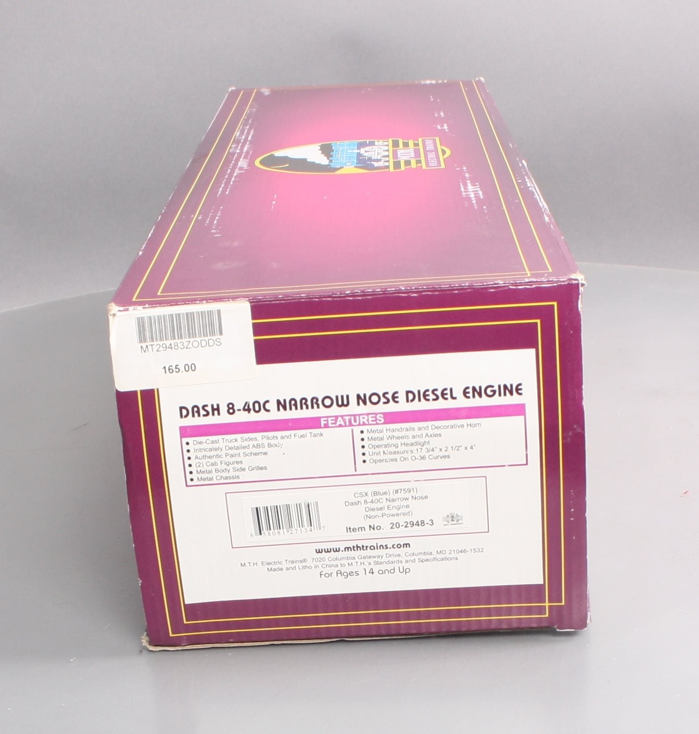 MTH 20-2948-3 CSX Dash-8 Narrow Nose Non-Powered Diesel Engine #7591