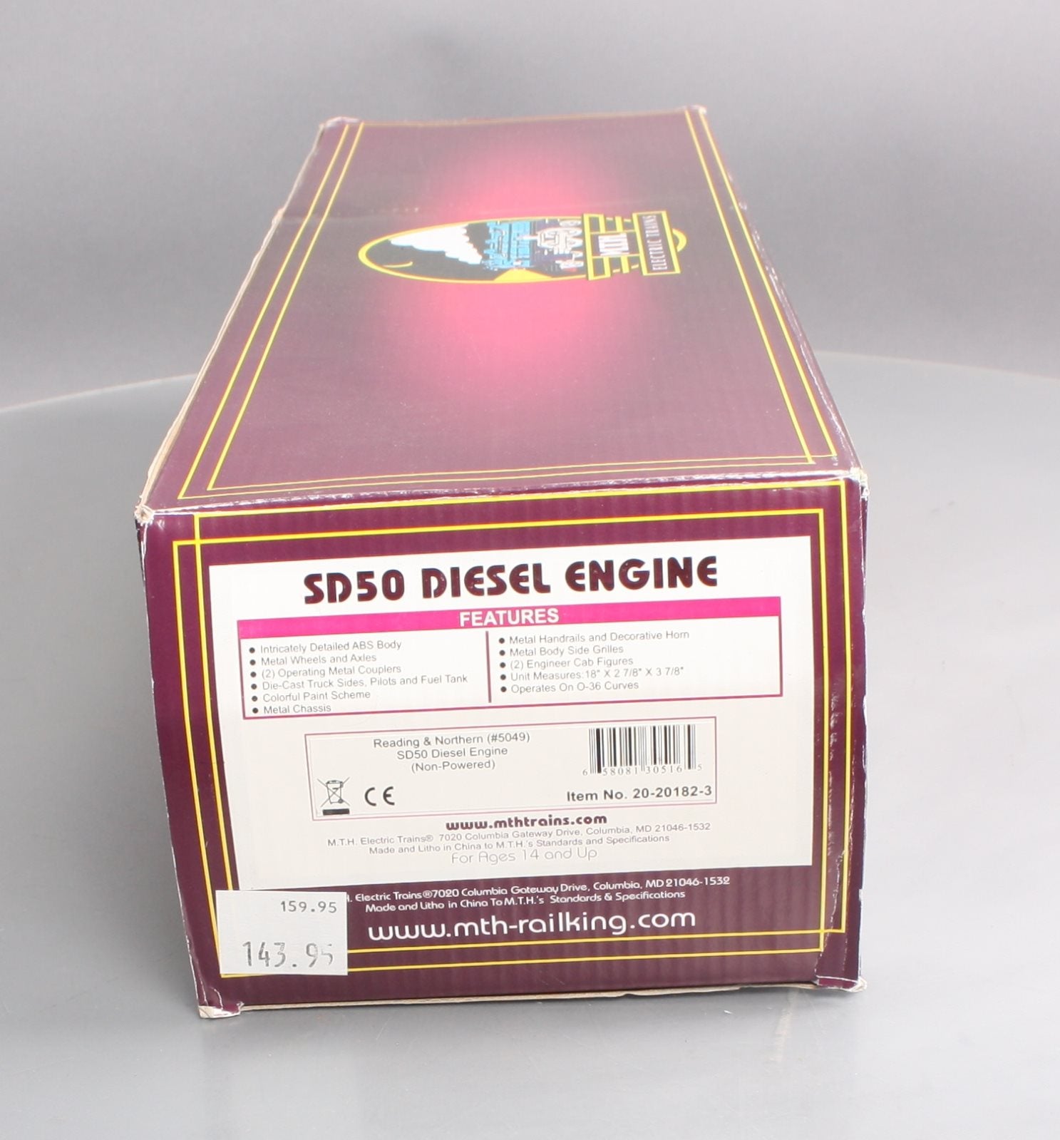 MTH 20-20182-3 Reading & Northern SD50 Non-Powered Diesel Engine #5049