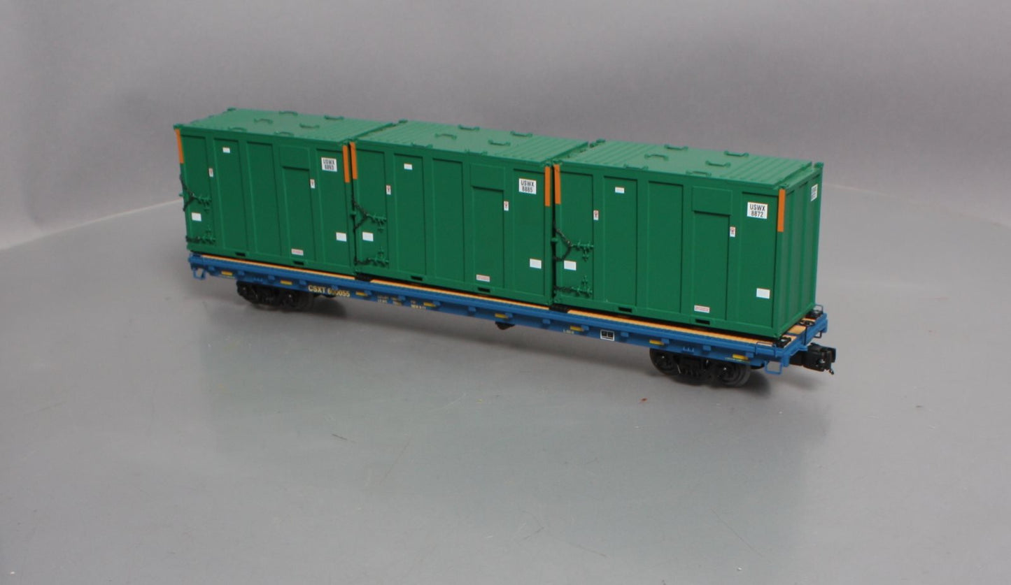 MTH 20-95257 O CSX 60' Flatcar w/Trash Containers