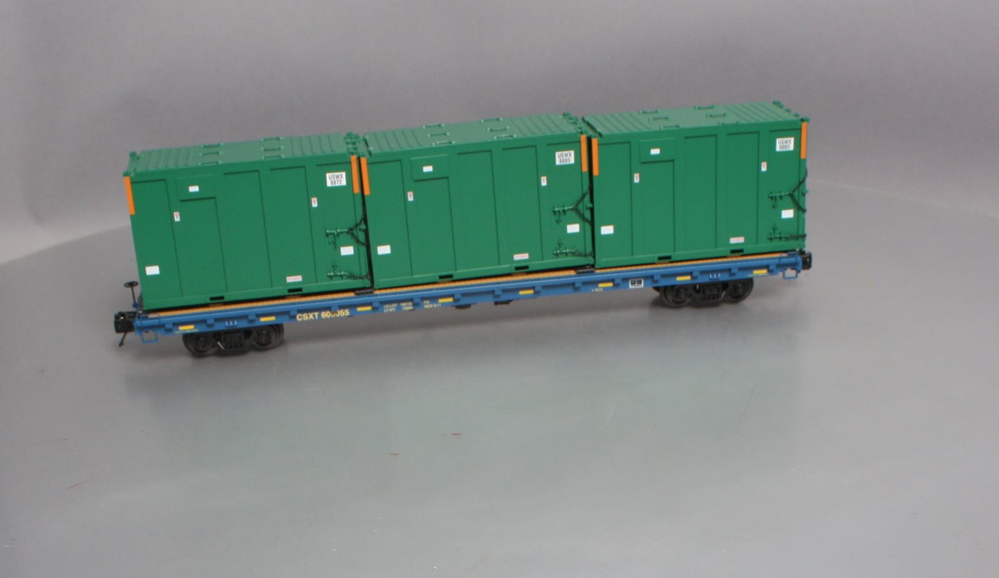 MTH 20-95257 O CSX 60' Flatcar w/Trash Containers