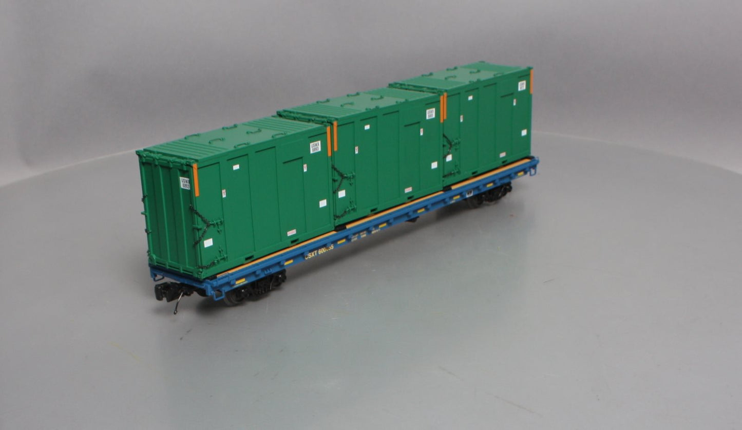 MTH 20-95257 O CSX 60' Flatcar w/Trash Containers