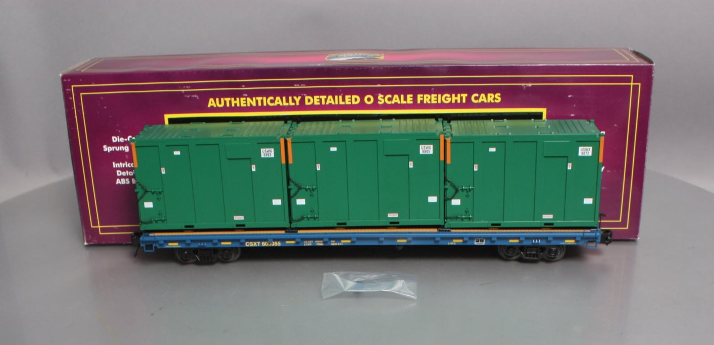 MTH 20-95257 O CSX 60' Flatcar w/Trash Containers