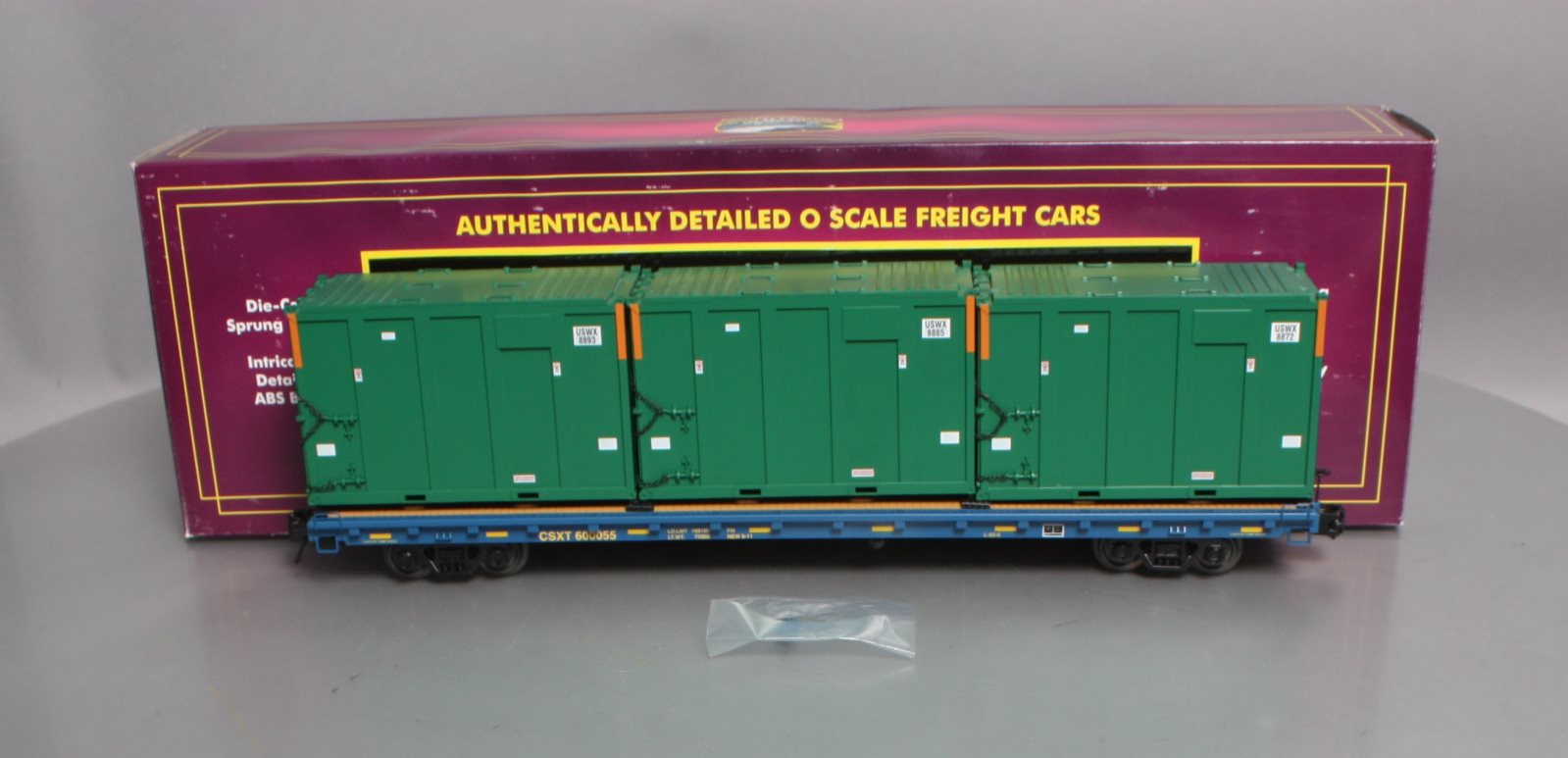 MTH 20-95257 O CSX 60' Flatcar w/Trash Containers