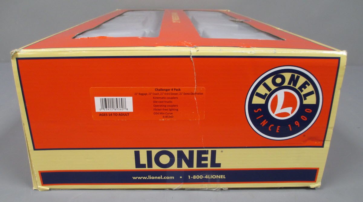 Lionel 6-85360 Union Pacific Challenger 21'' 4 Car Passenger Pack