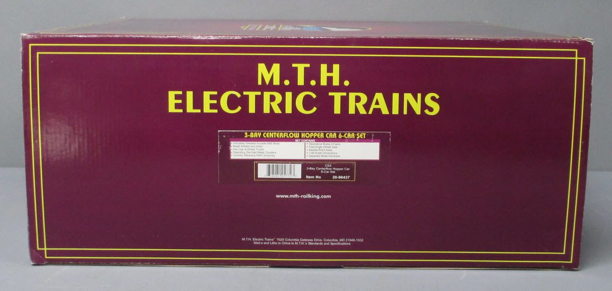 MTH 20-90437 O CSX 3-Bay Centerflow Hopper Car Set (Set of 6)
