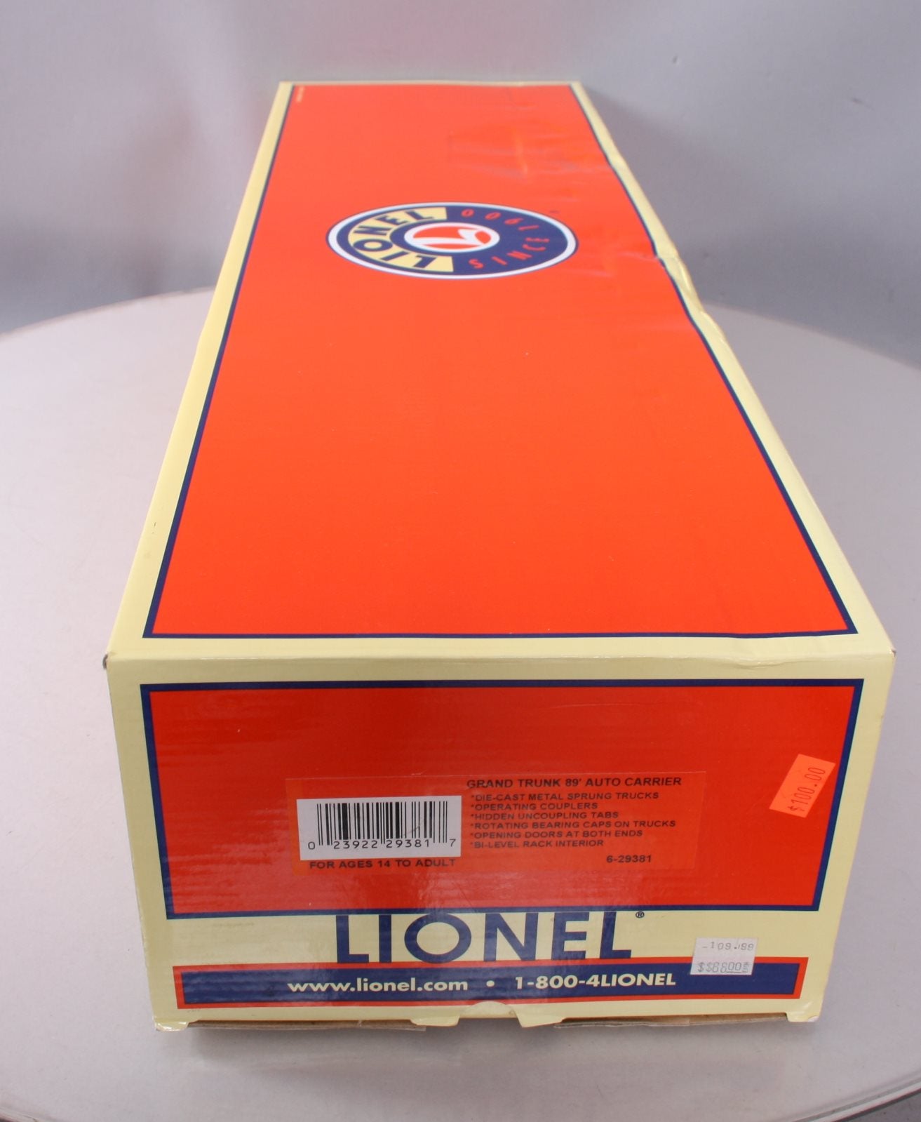 Lionel 6-29381 O Gauge Grand Trunk Western Scale 89' Auto Carrier #50450